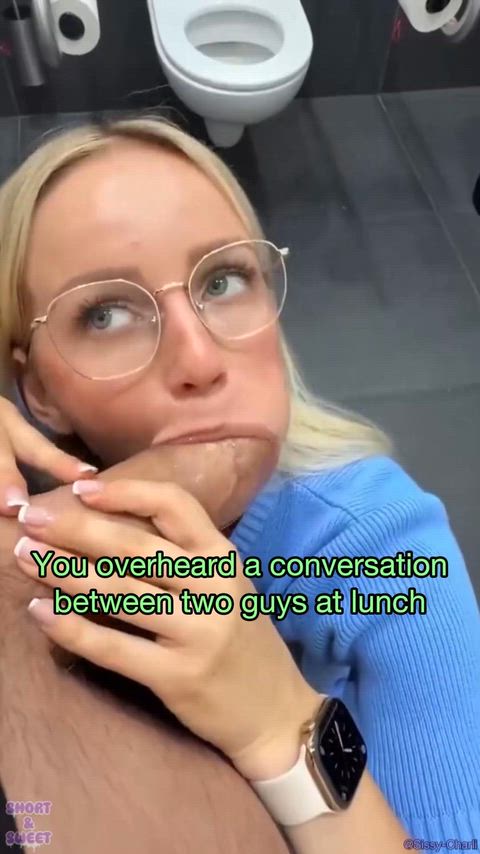 Bathroom, Blowjob and Caption — Captions — bathroom