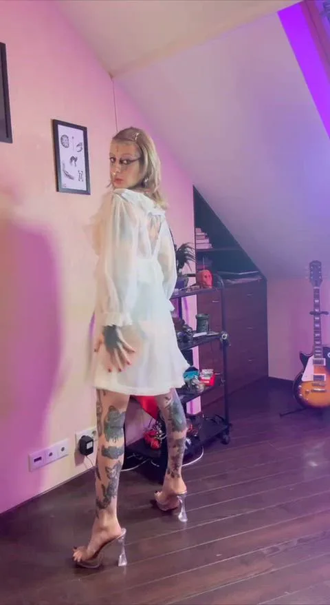 Ass, Blonde and Goth — Transparent Clothing — long legs